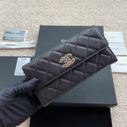 CC Classic Long Wallet 19cm Black Grained Calfskin