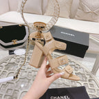 CC 25C Three Strap Sandal High Heel Cream Sheepskin 213349