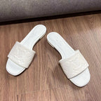 LV Neo Revival Flat Mule 15mm White Cowhide