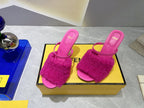 FENDI FIRST HIGH HEEL 95 MM SANDAL IN BRIGHT PINK MINK FUR