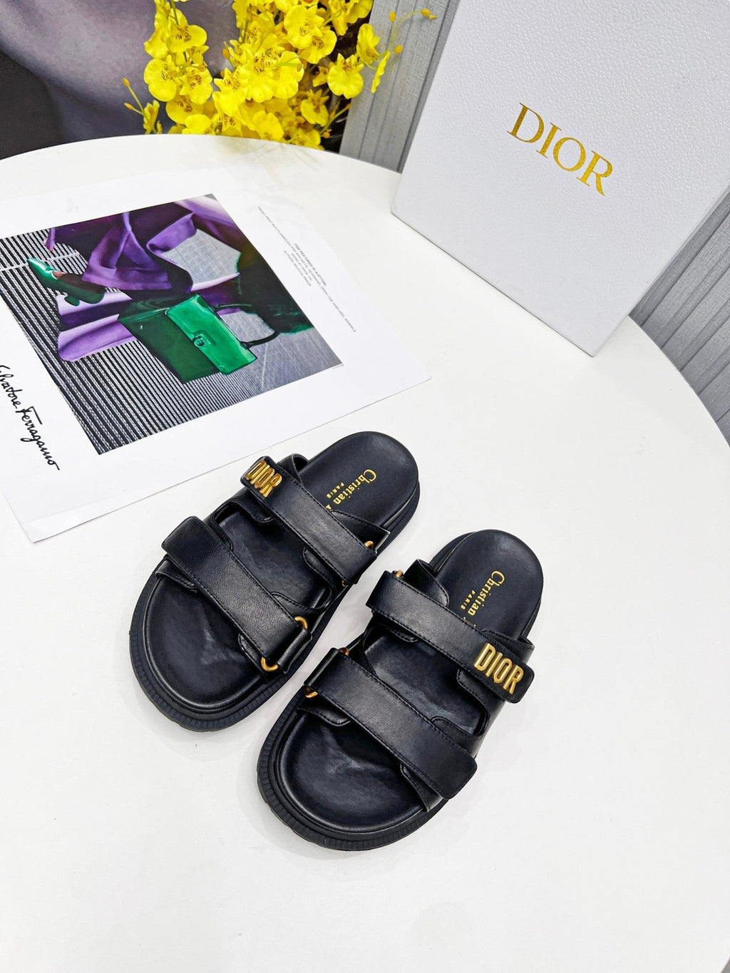 cd dioract dad sandal mule black lambskin