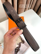 HM Nathan 32mm Belt Black Chocolate Leather 187798