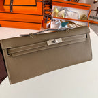 HM Kelly Cut 31 Etoupe  Epsom Leather Silver Hardware 229055