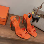 SLINGBACK SANDAL ETERNITE 105 ORANGE LAMBSKIN