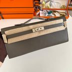 HM Kelly Cut 31 Fossil Gray Epsom Leather Silver Hardware 229053