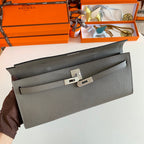 HM Kelly Cut 31 Fossil Gray Epsom Leather Silver Hardware 229053