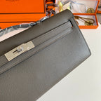 HM Kelly Cut 31 Fossil Gray Epsom Leather Silver Hardware 229053