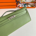 HM Kelly Cut 31 Olive Green Epsom Leather Silver Hardware 229044