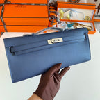 HM Kelly Cut 31 Night Blue Epsom Leather Silver Hardware 229048