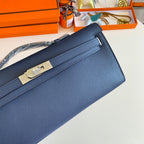 HM Kelly Cut 31 Night Blue Epsom Leather Silver Hardware 229048