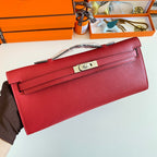 HM Kelly Cut 31 Red Epsom Leather Silver Hardware 229050