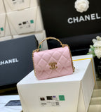 CC Handle Small Shoulder Bag Pink Sheepskin