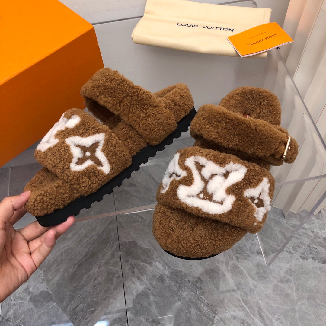 LV Paseo Flat Comfort Mule Dark Brown Wool