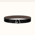 BOUCLE BELT BUCKLE & REVERSIBLE KHAKI BROWN LEATHER STRAP 38MM SILVER HARDWARE