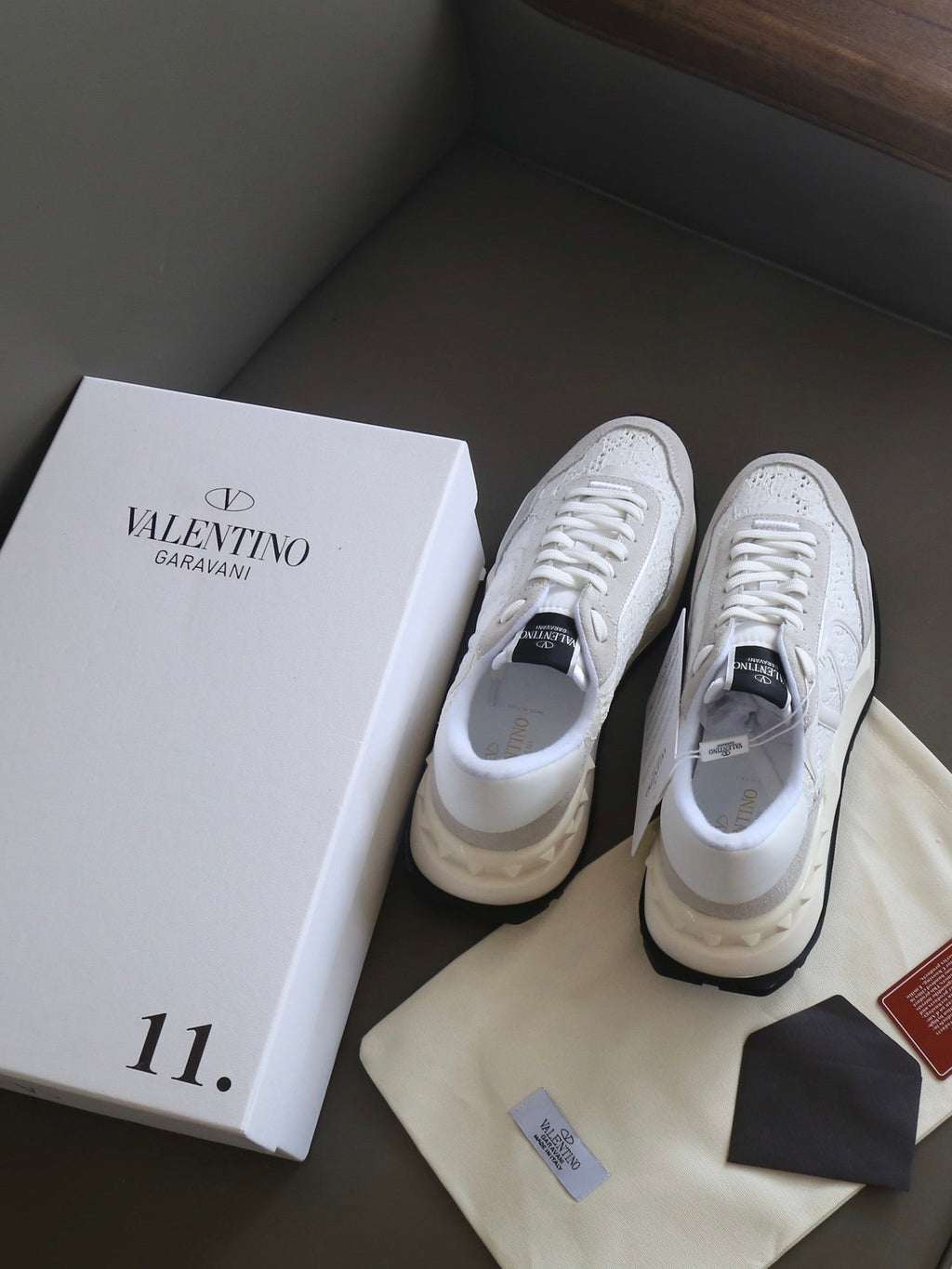 VT Lace Sneaker White Suede Leather