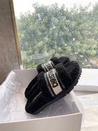 CD 25  Flat Slippers Black Wool 395566