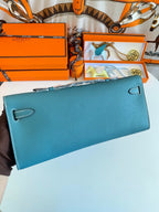 HM Kelly Cut 31 Teal Blue Epsom Leather Silver Hardware 229063
