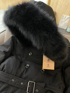 Burberry 25 Fur Collar Long Jacket Black Down Nylon