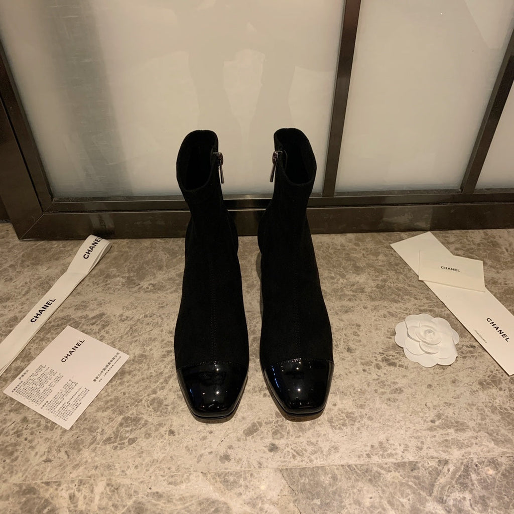 CC Ankle Boots 50mm Black Suede And Glossy Lambskin 940056