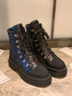 CC Combat Boots 50mm In Black Calfskin Quilted And Lycra Fabric  940072