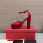 Open Toe Pump With One Stud Diamond Patent Red Leather 130MM
