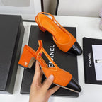 CC Slingback 60mm Orange Lambskin And Horsehair
