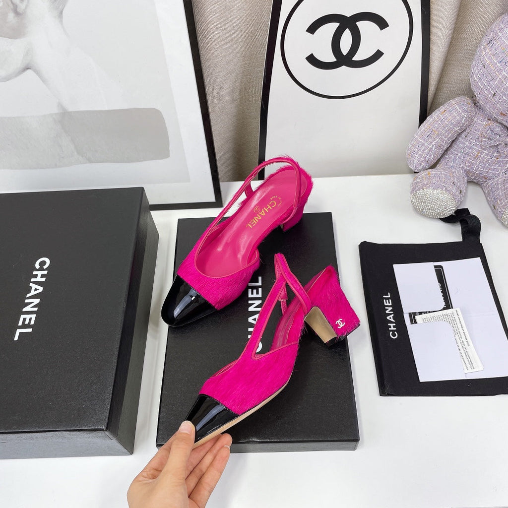 CC Slingback 60mm Dark Pink Lambskin And Horsehair