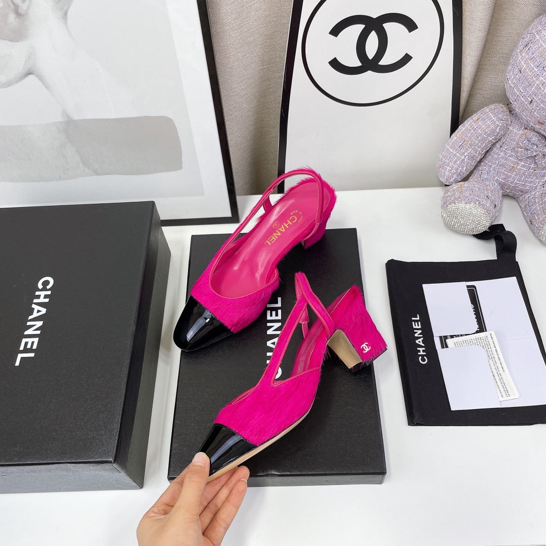 CC Slingback 60mm Dark Pink Lambskin And Horsehair