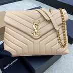 LOULOU MEDIUM 32 CREAM QUILTED LEATHER GOLD HARDWARE