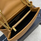 LOULOU MEDIUM 32 BROWN QUILTED LEATHER GOLD HARDWARE