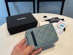 CC ZIPPED COIN PURSE 11 TEAL GRAINED CALFSKIN