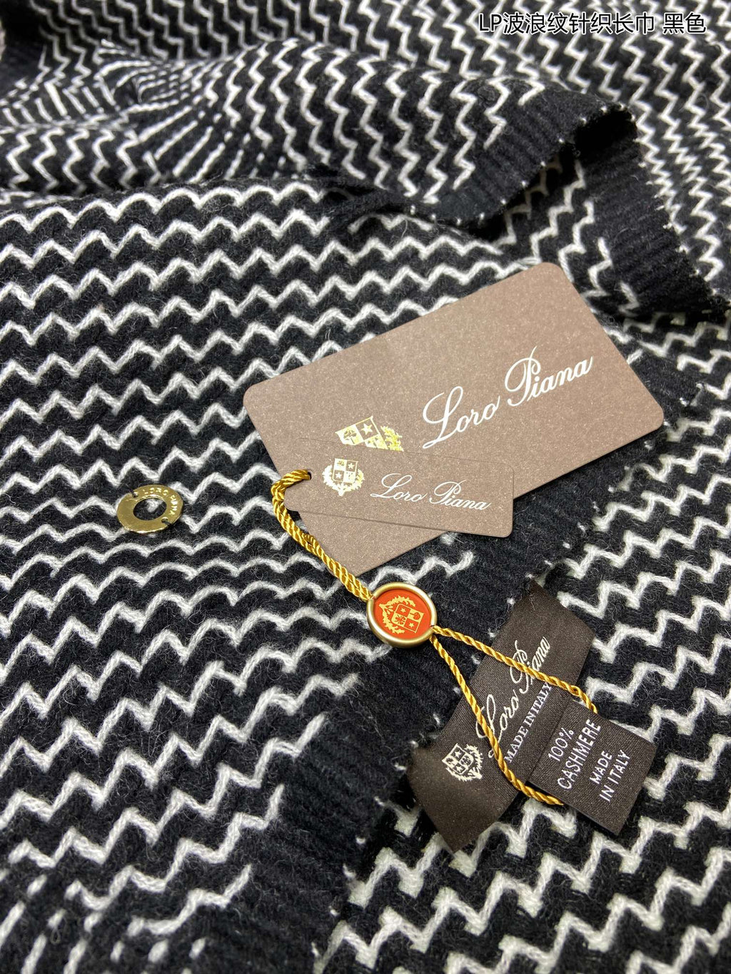 LP Scarf 190 CM In Black White Cashmere 645515