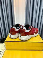 FENDI FASTER TRAINER IN BURGUNDY RED SUEDE AND CALFSKIN