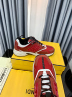 FENDI FASTER TRAINER IN BURGUNDY RED SUEDE AND CALFSKIN