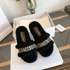 CD Dway Slide Black Fleece Lining And Canvas Fabric