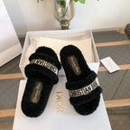 CD Dway Slide Black Fleece Lining And Canvas Fabric