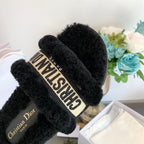 CD Dway Slide Black Wool Fleece Lining And Canvas Fabric