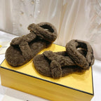FENDI DAD SANDAL IN MOCHA BROWN FLEECE