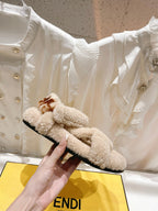 FENDI DAD SANDAL IN HAZELNUT BEIGE FLEECE