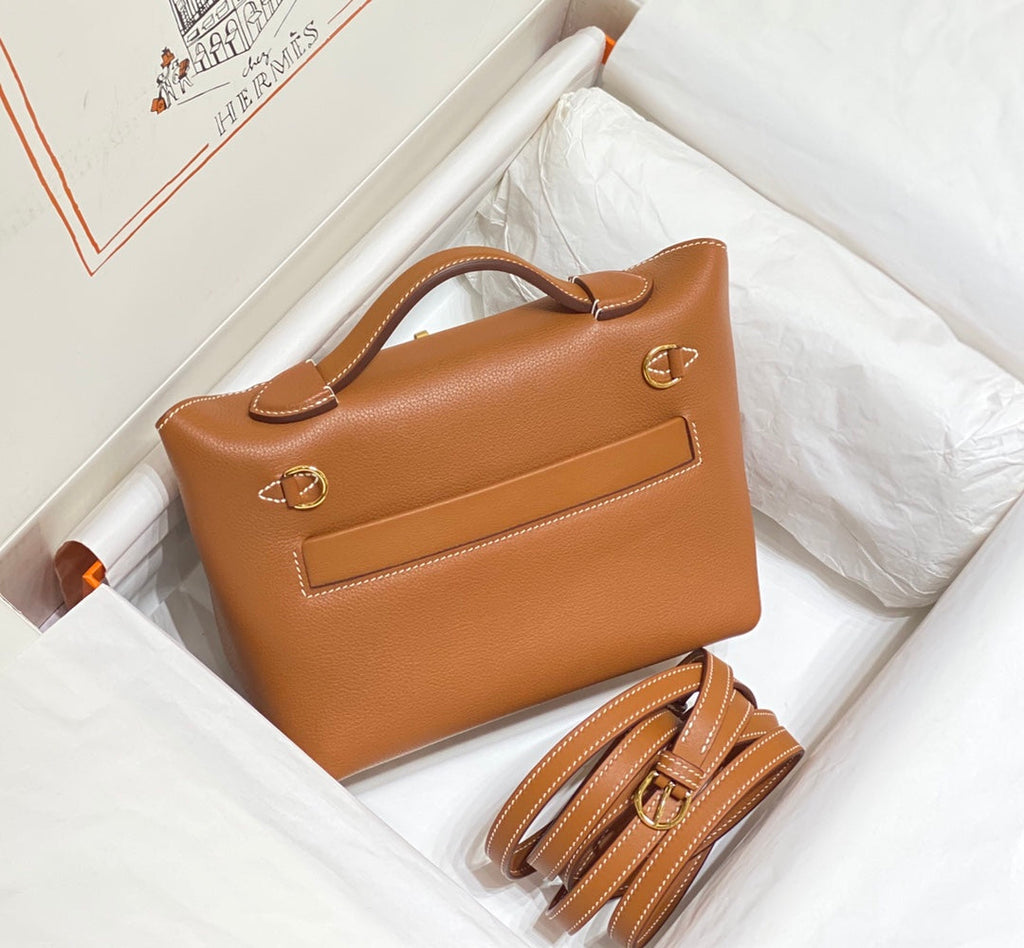 Hermes Bag Brown with Gold Buckle Calfkin 250264