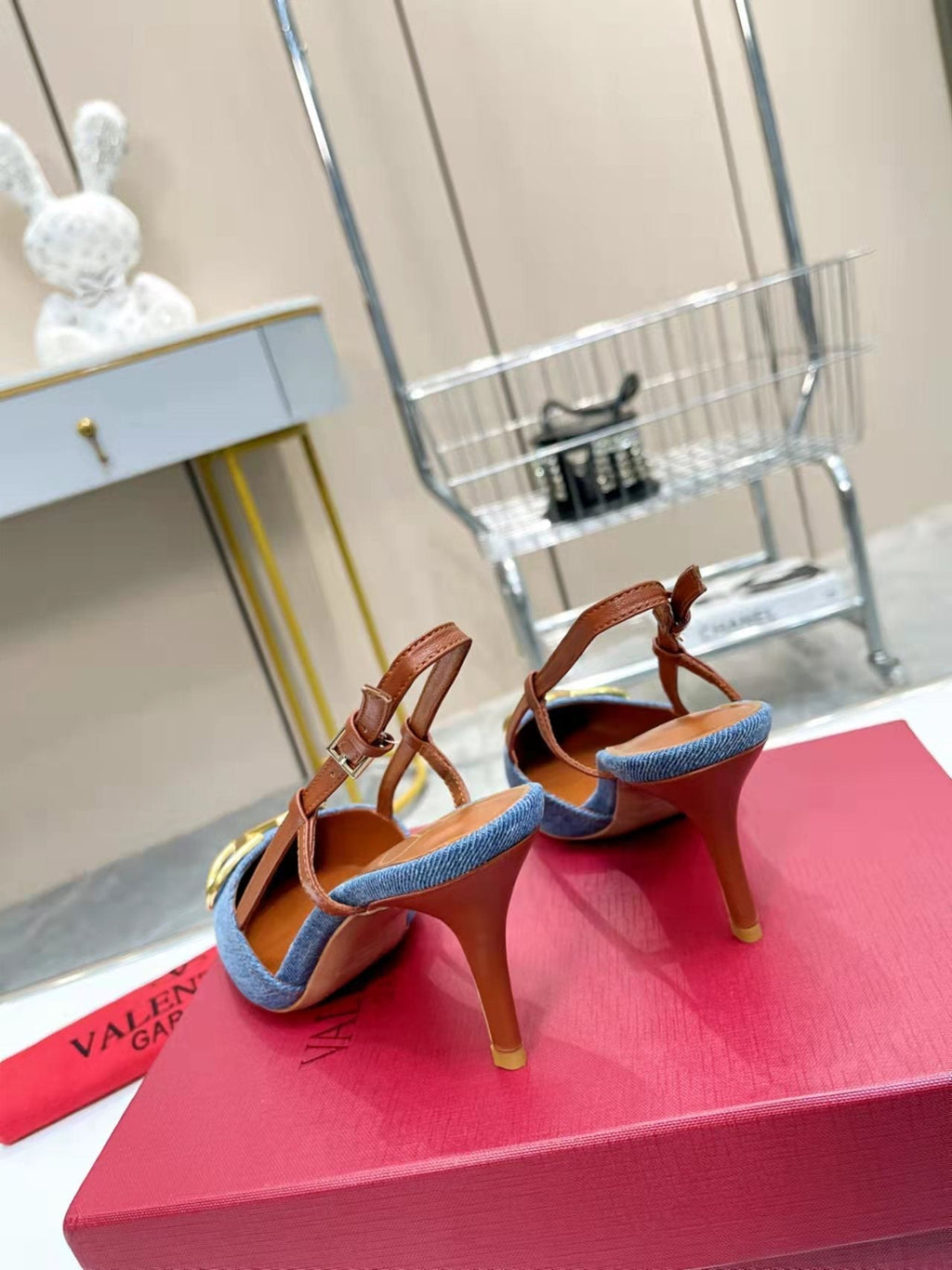 Valentino Slingback Pump Demin Blue Demin Fabric 239598
