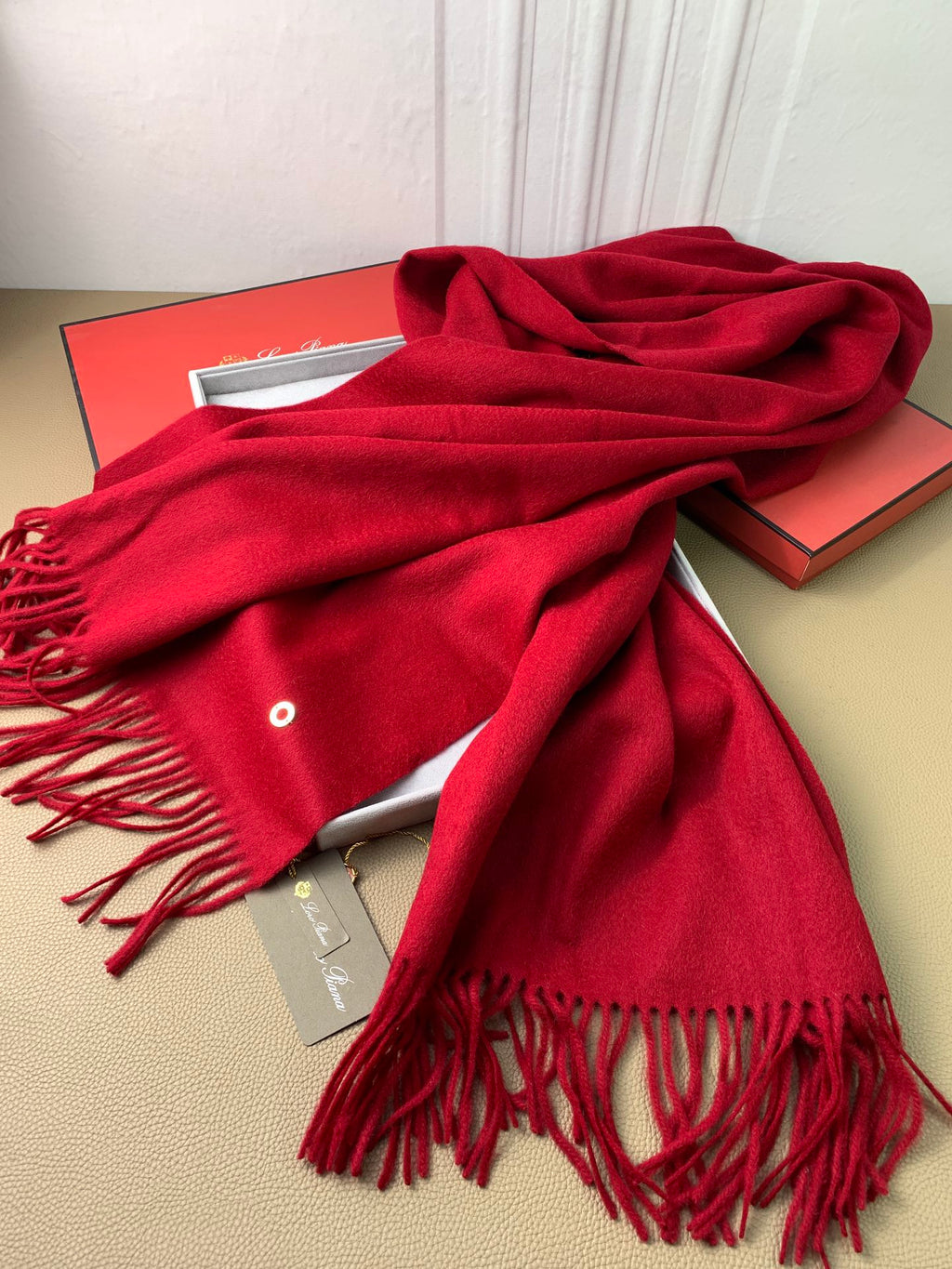 LP Grande Unita Scarf 200 CM In Dark Red Cashmere 378392