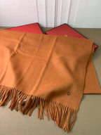 LP Grande Unita Scarf 200 CM In Brown Orange Cashmere 378391