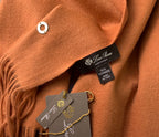 LP Grande Unita Scarf 200 CM In Brown Orange Cashmere 378391