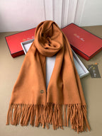 LP Grande Unita Scarf 200 CM In Brown Orange Cashmere 378391
