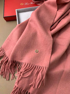 LP Grande Unita Scarf 200 CM In Salmon Pink Wool Cashmere 378393