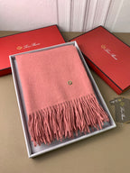 LP Grande Unita Scarf 200 CM In Salmon Pink Wool Cashmere 378393