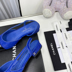 CC Slingback Dark Blue Lambskin And Horsehair
