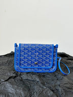 PLUMET POCKET WALLET 20 IN SAPPHIRE BLUE GOYARDINE CANVAS AND LAMBSKIN TRIM