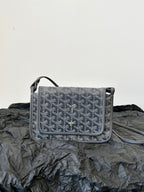 PLUMET POCKET WALLET 20 IN GREY BLACK GOYARDINE CANVAS AND LAMBSKIN TRIM
